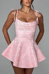 A-line Short Spaghetti Straps Satin Sleeveless Homecoming Dress