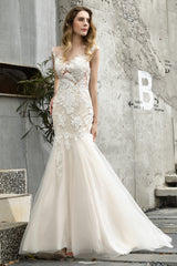 Long Mermaid Sweetheart Tulle Lace Floor Length Wedding Dresses