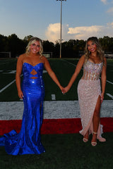 Long Sparkly Strapless Mermaid Prom Dress with Slit
