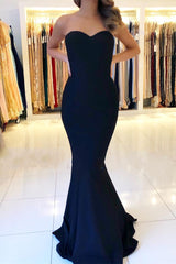 Long Black Sweetheart Floor Length Ruffles Backless Mermaid Prom Dress