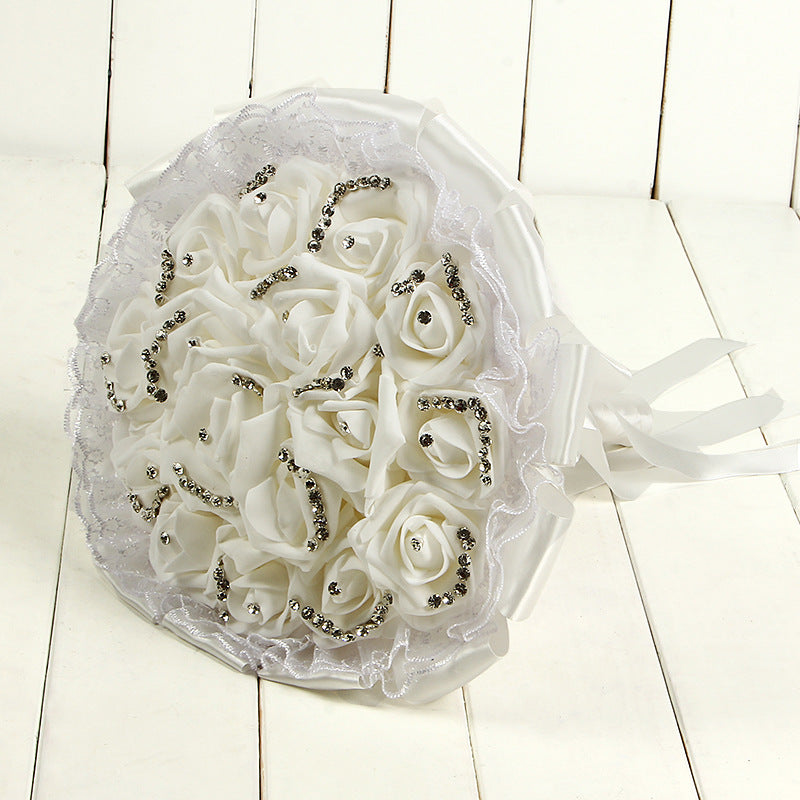 Glitter Crystal Beading Wedding Bouquets with Lace