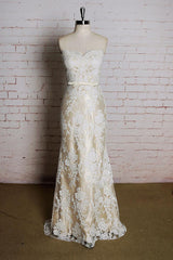 Strapless Appliques Tulle Long Mermaid Wedding Dress