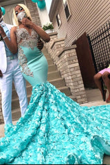 Long V-neck Satin Floor Length Ruffles Mermaid Prom Dress With Appliques