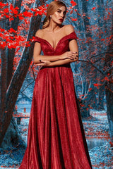 Long Glitter A-line Off the Shoulder Sequins Prom Dress