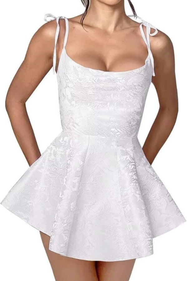 Chic Short A-line Spaghetti Straps Sleeveless Ruffle Mini Homecoming Dress