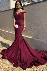 Long Off the Shoulder Sequined Mermaid Prom Dress