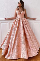 A-line V-neck Spaghetti Straps Backless Floor Length Ruffles Satin Prom Dress