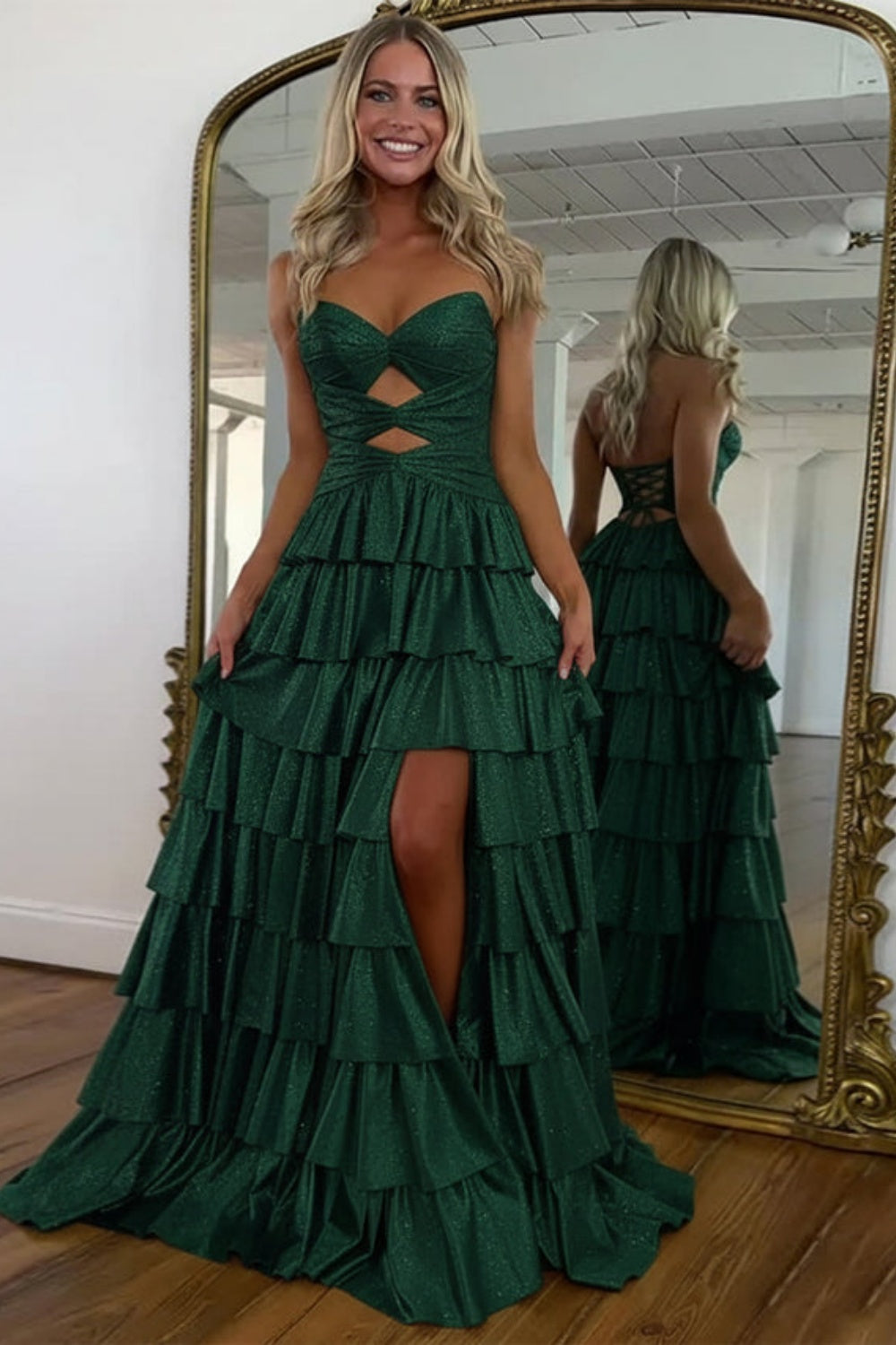 Sweetheart A-line Strapless Sleeveless Long Prom Dress with Split