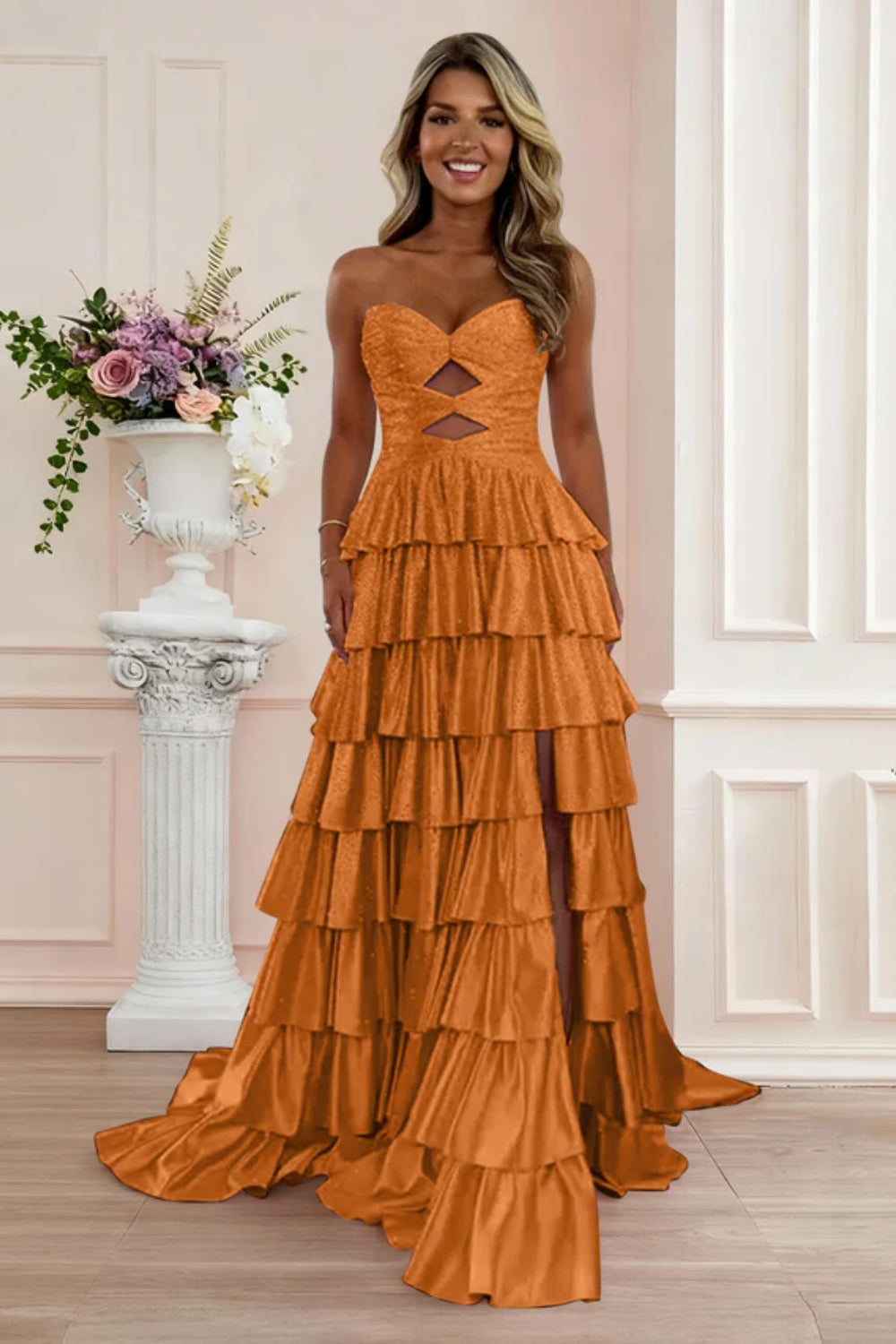 Sweetheart A-line Strapless Sleeveless Long Prom Dress with Split