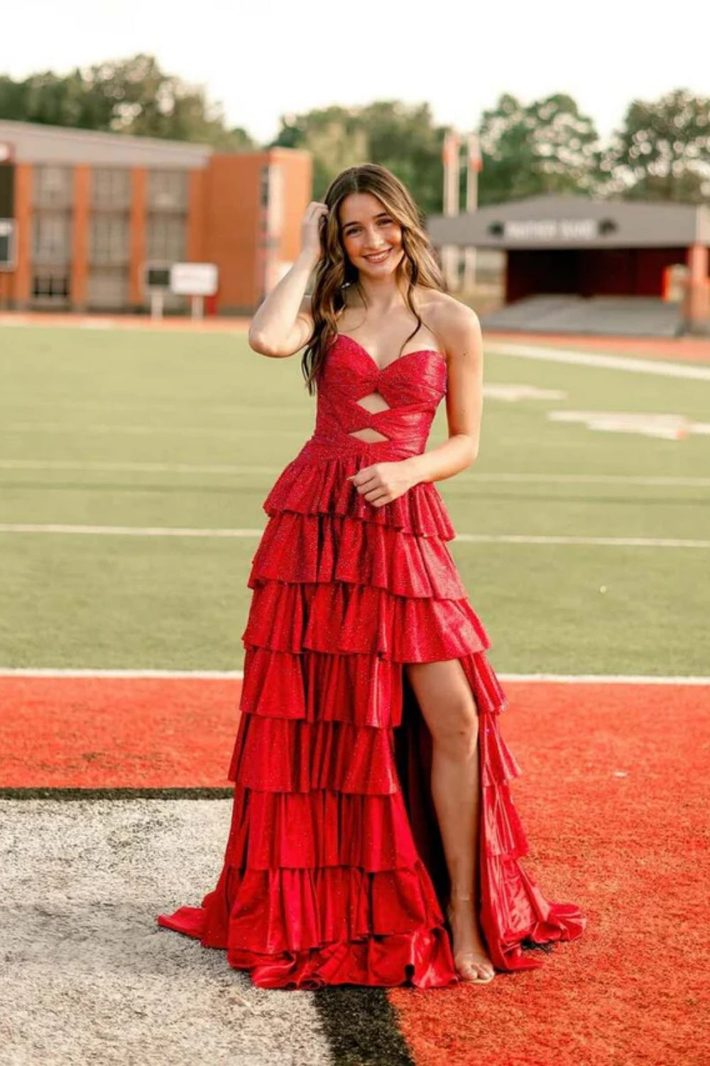 Sweetheart A-line Strapless Sleeveless Long Prom Dress with Split