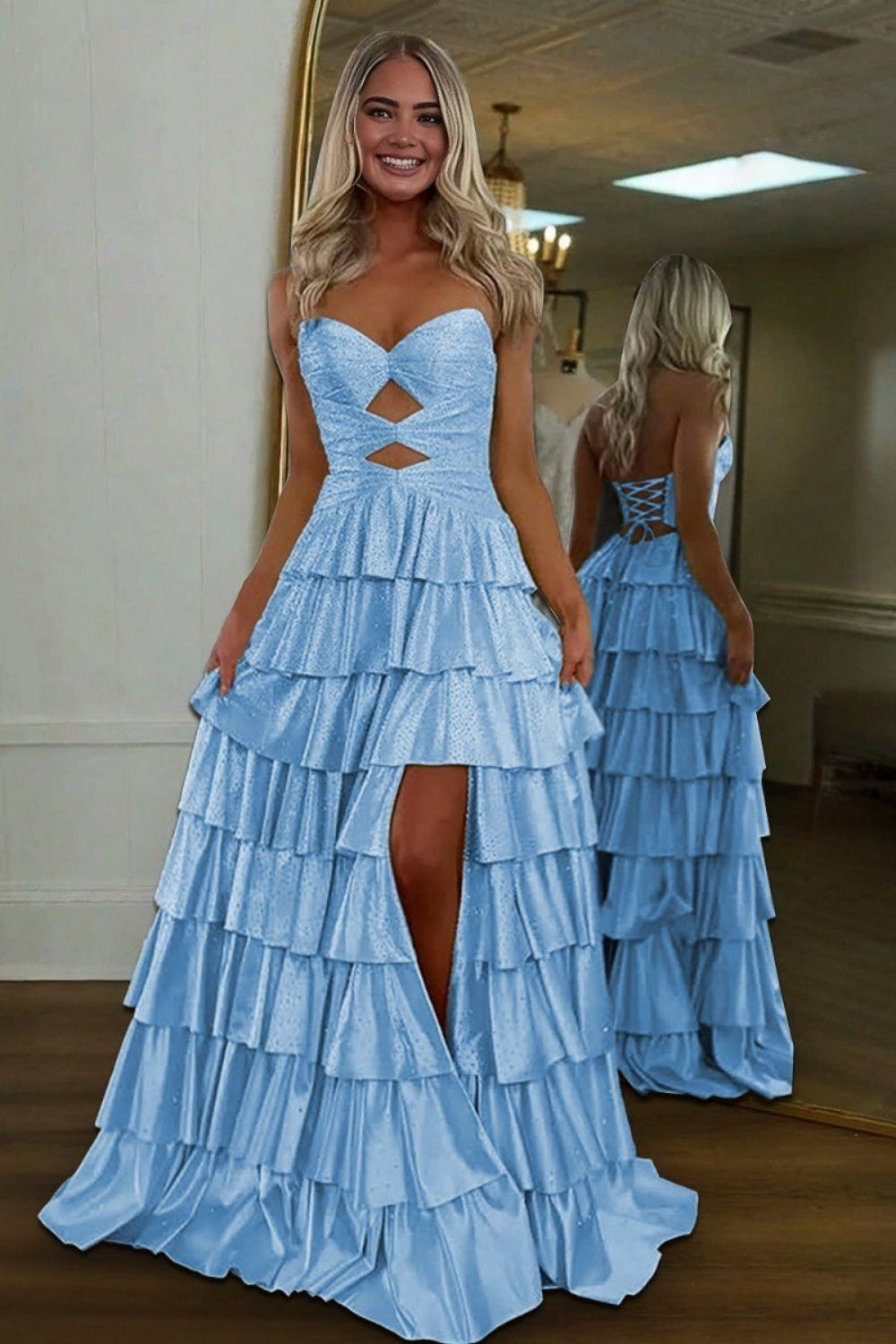 Sweetheart A-line Strapless Sleeveless Long Prom Dress with Split