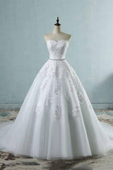 Elegant Long A-line Sweetheart Appliques Lace Wedding Dresses