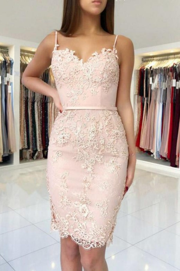 Elegant Mermaid Appliques Spaghetti Straps Sweetheart Homecoming Dresses