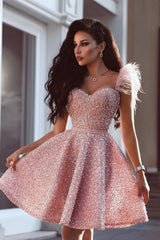 Luxury Short A Line Sweetheart Sequin Homecoming Dresses
