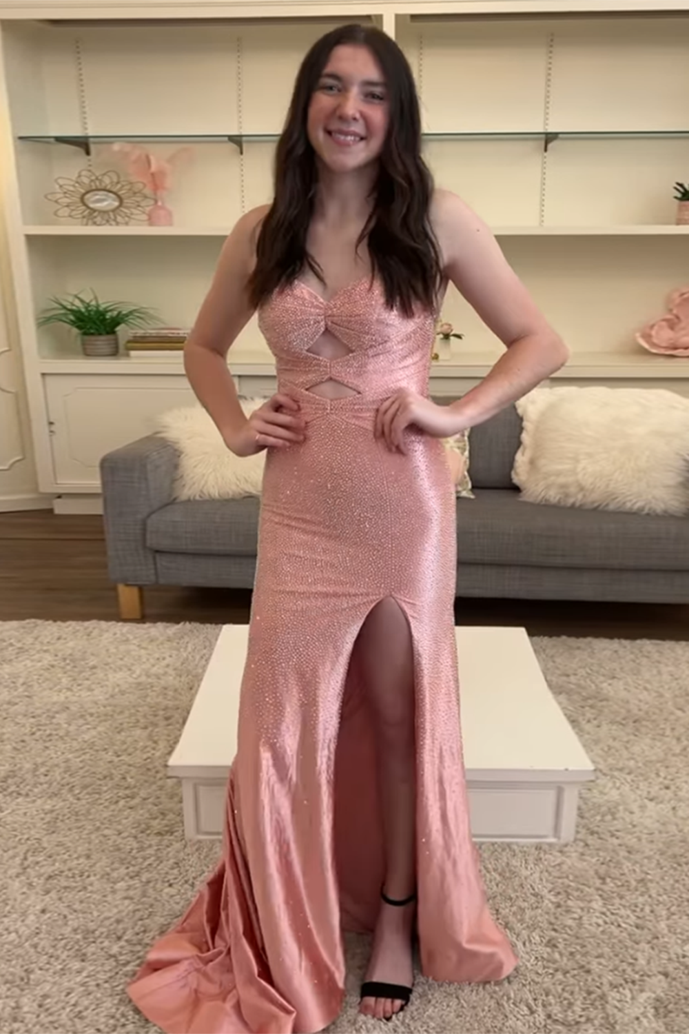 Sparkly Strapless Long Mermaid Prom Dress with Beading