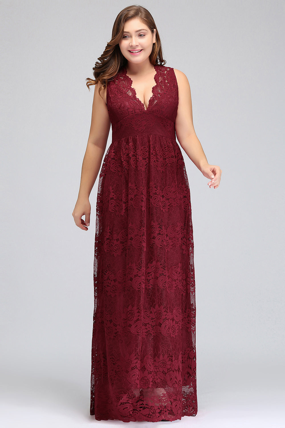 Vintage Wide Straps Deep V-neck A-Line Floor Length Prom Dress With Appliques Lace