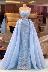 Long Mermaid Sweetheart Lace Formal Prom Dress with Sweep Train