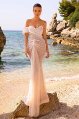Elegant Mermaid One Shoulder Sweetheart Tulle Long Prom Dress