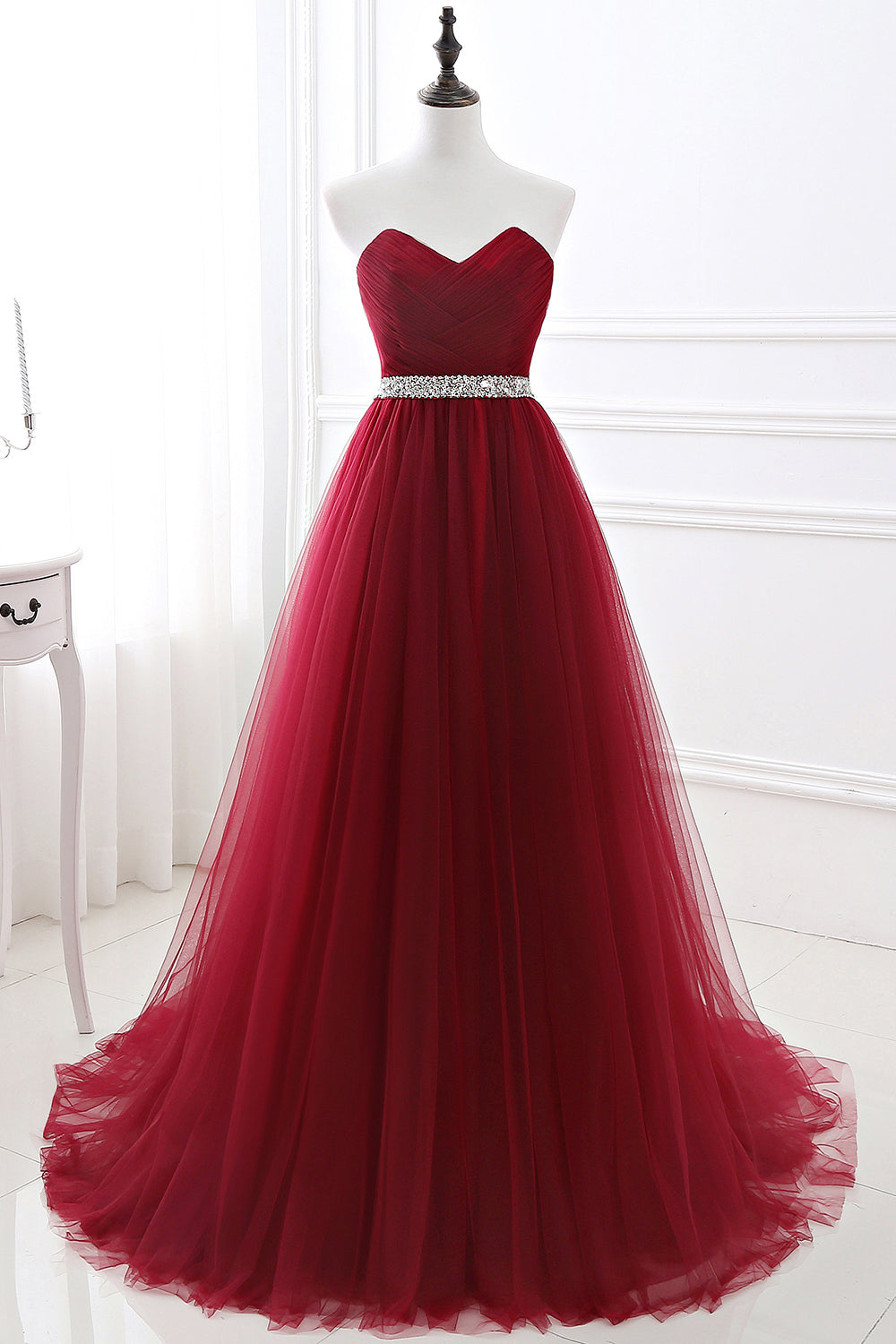 Long Strapless Organza A-line Evening Prom Dress