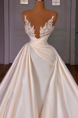 Long Mermaid Satin Lace Off the Shoulder Sequined Wedding Dress