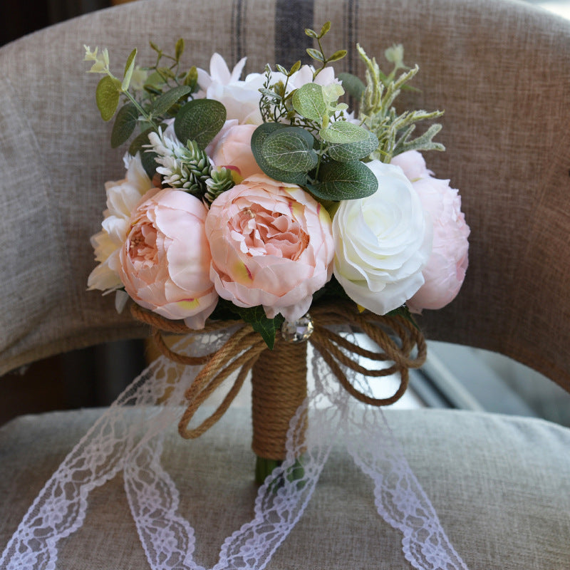 Real Touch Colorful Artifial Roses Wedding Bouquet