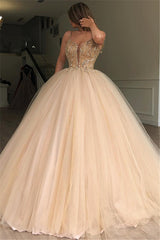Long Sweetheart Spaghetti Straps Beading Ball Gown Prom Dress