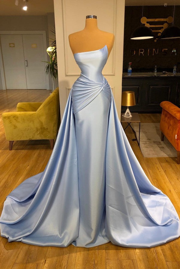 Elegant Long Mermaid Strapless Satin Formal Prom Dress