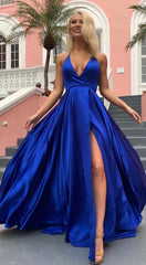 Beautiful Spaghetti Straps Stretch Satin A-line Prom Dress